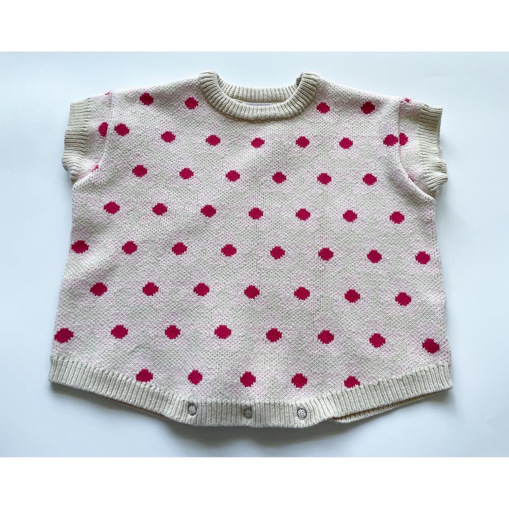 Baby Girl's By Billie x Tess Robinson Short Sleeve Polka Dot Sweater Romper 6-12